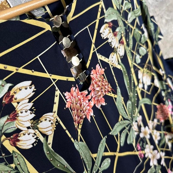 floral print dress with 3/4 sleeves and tie‎ back JM Collections Woman's S - Picture 3 of 6